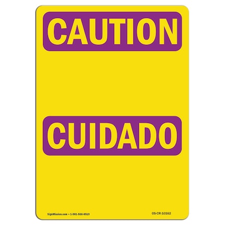 OSHA CAUTION RADIATION Sign, Caution Write-On Bilingual, 24in X 18in Rigid Plastic